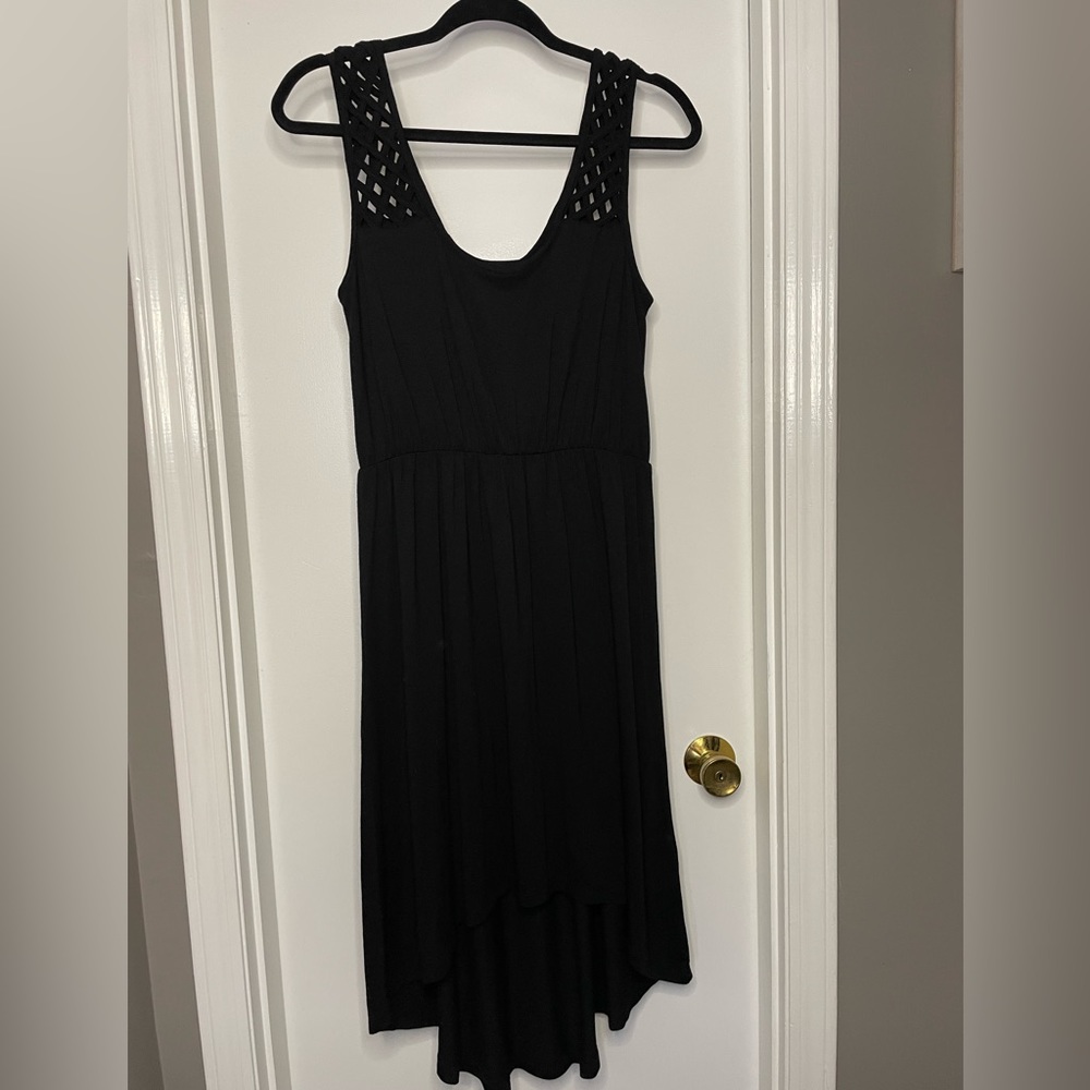 Cynthia Rowley Black Lattice Strap High Low Dress